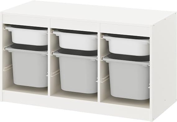 IKEA Storage Combination TROFAST, 99x44x56 cm, White/Grey, Engineered Wood