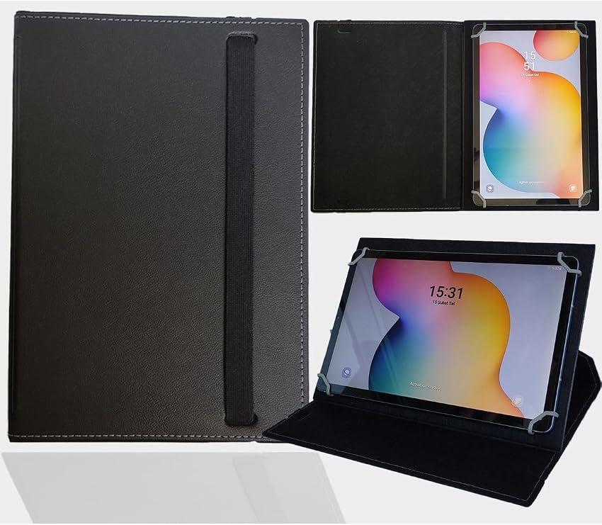 Tablet Standlı Üniversal Kapaklı Tablet Kılıfı Siyah Huawei Mate Pad Air 11.5" ile uyumlu