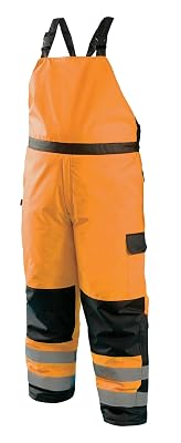 OccuNomix LUX-WBIB-OXL High Visibility Cold Weather Waterproof Bib Pants, Quilted Thermal Insulation, 7 Pockets, Class E, 100% ANSI Polyester, X-Large, Orange