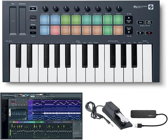 Novation FLkey Mini 25 Key MIDI Keyboard Controller for FL Studio Bundle