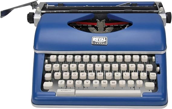 Royal 79106B Classic Manual Typewriter (Blue) | Metal construction, 88 characters, wide carriage, portable design