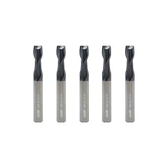 Carbide Square End Mill - 2 Flute - 5/16"-2T (5 Piece, 5/16") - for Milling Alloy Steels, Hardened Steel, Metal & More Mill Bits Sets for DIYers & Professionals by LU&MN