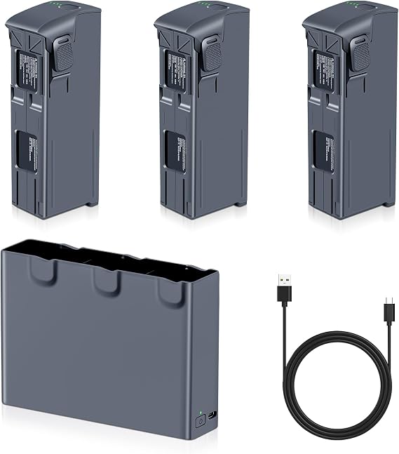 Fantasyo Avata 2 Series Battery 3 Packs 2150mAh and Triple Avata 2 Series Two-Way Charging Hub Kit Compatible with DJI Avata 2 Drone