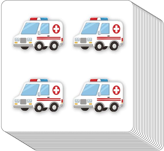 Ambulance Stickers 1in for Scrapbooking, Arts, Craft, Kids DIY, Calendars Journals 80-Pack