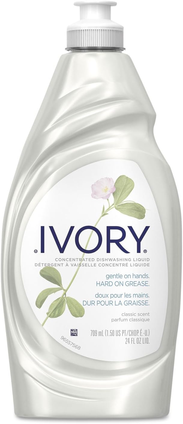 Ivory Dish Soap Classic Scent, Tough on Grease, Made Without Dyes, 24 fl oz Pack of 10