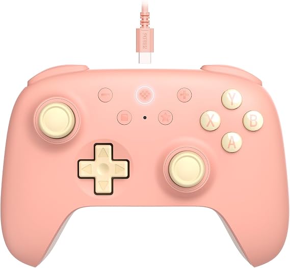 8BitDo Ultimate 2C Windows PC および Android 用有線コントローラー。1000Hz ポーリング レート、ホール効果ジョイスティックとホール トリガー、再マッピング可能な L4/R4 バンパーを搭載 Peach