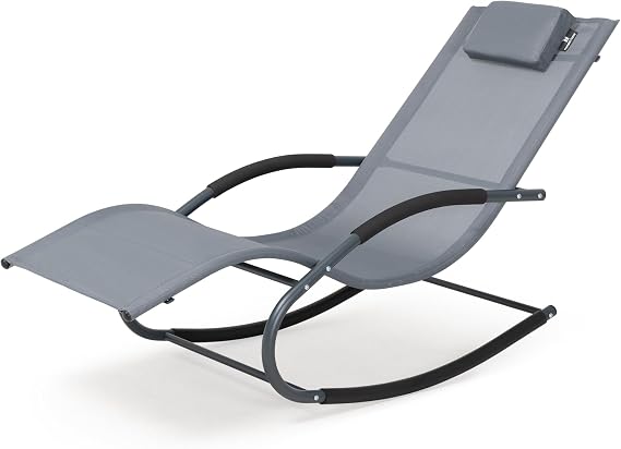 Outdoor Lounge Chair with Pillow, Pool Lounger, Grayish Blue