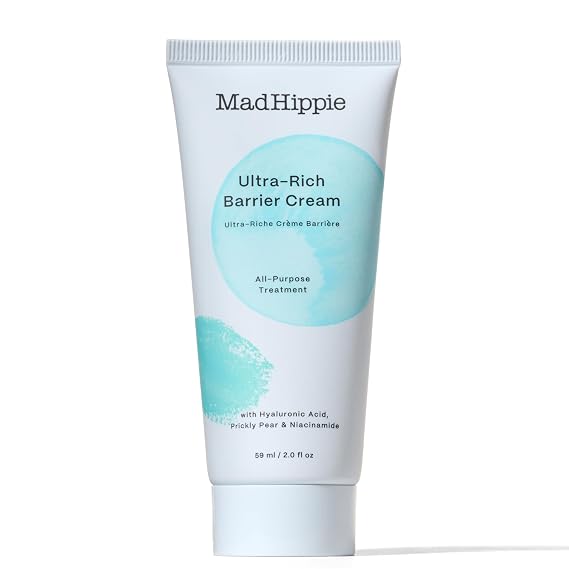 Mad Hippie Ultra-Rich Barrier Cream, Travel-Friendly Multi-Purpose Moisturizer with Hyaluronic Acid, Niacinamide & Vitamin C, Lotion for Extremely Dry Skin, Vegan & Cruelty-Free, 2 Oz