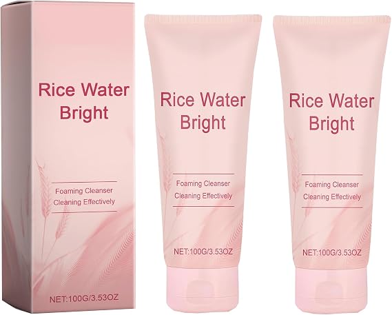 Rice Water Bright Facial Foaming Cleanser with Ceramide, Rice Puree Cleansing Foam, Gentle Face Wash for Hydrating & Moisturizing, Makeup Remover, Korean Skincare Cosmetics Foam Deep Cleansing (2)