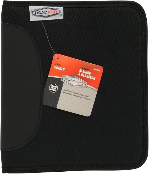 Roadpro LB-004BK 3-Ring Looseleaf Log Binder - Black