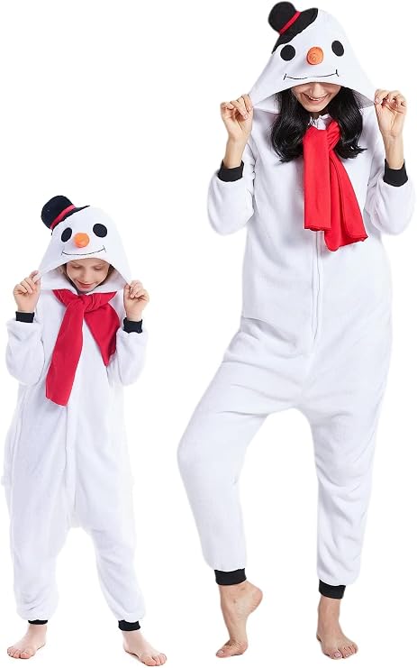 DarkCom Kid-Adult Animal Onesie Snowman Halloween Costume Christmas Pajama