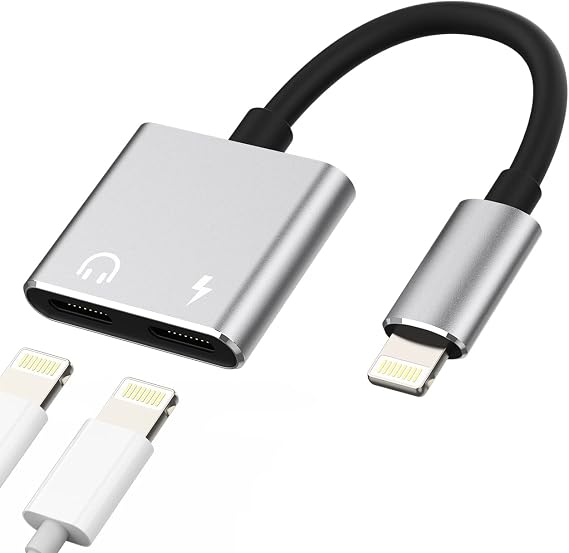 Iphone Dual Lightning Jack Headphone Adapter(2in1)AUX Charge Dongle Splitter for MFI Certified 14 13 12 11 Pro Max Mini 7 8 Plus XS SE X XR Ipad Audio Charger Adaptador Para Music Charging Cable