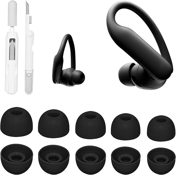 Adhiper Replacement Ear Tips Compatible with Beats Powerbeats Pro 2 Earbuds with Cleaner Kit, Soft Silicone Earbuds Eartips for Beats Fit Pro, Studio Buds, Solo Buds, 5 Pairs Black