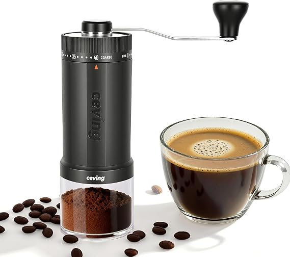 CEVING World's First 60g Large Capacity Manual Coffee Grinder,Gray