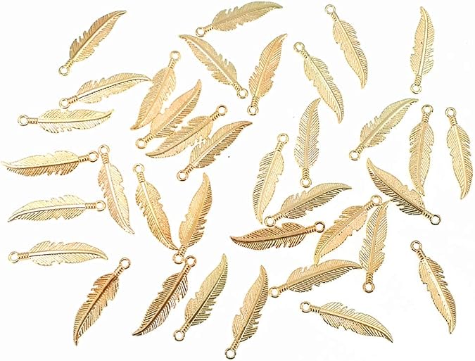 ALIMITOPIA 100pcs Alloy Feather Charms Pendants Easter Angel Wing Feather Dangle Charm for DIY Crafting Bracelet Necklace Jewelry Making Findings Accessory