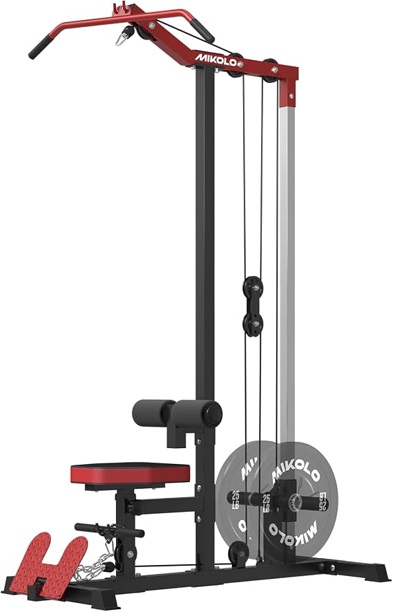 Mikolo LAT Pulldown Machine, LAT Row Cable Machine with Leg Hold Down Attachment, LAT Tower with Cable Row Attachment, Cable Machine Home Gym