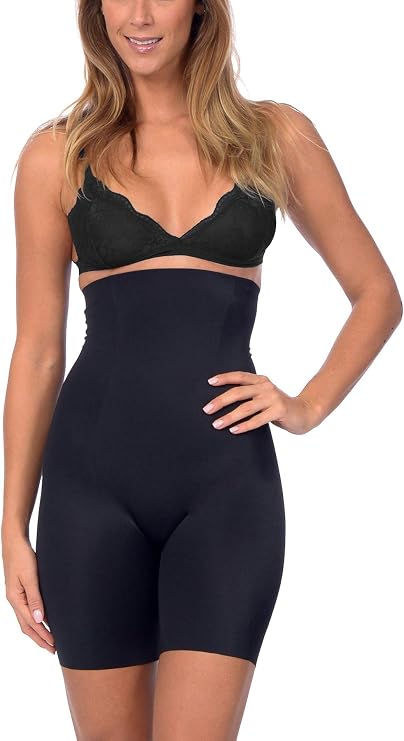 Body Beautiful Extra High Waist Boy Short Shaper with Targeted Front Panel Black Large