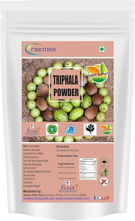 neotea Organic Triphala Powder | Blend of Amla, Bibhitaki & Haritaki | 100% Natural | Vegan | Non-GMO | Herbal Supplement | Product of India 500 GM (17.63 OZ)
