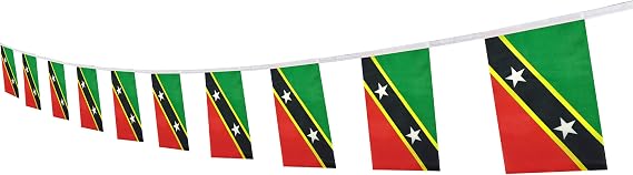St. Kitts String Banner Flag,5.5 x 8.2 Inch String Banner,Indoor and Outdoor Party Decorations,16 ft 20 Mini Flags.