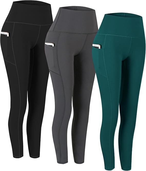 Fengbay 2 Pack High Waist Yoga Pants with Pockets Workout Leggings Women