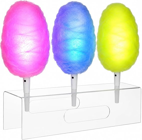 Sourceo One LLC USA Made Clear Acrylic Cotton Candy Holder with 3 Holes and Glow sticks