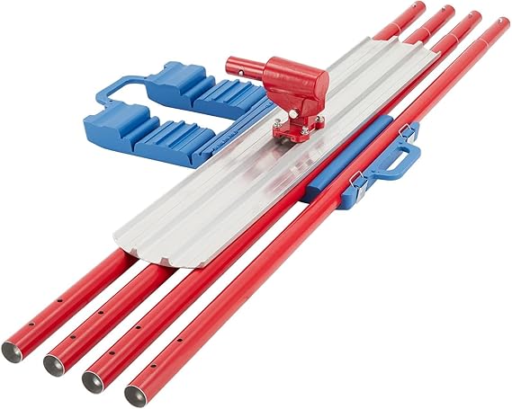 Bull Float Magnesium Concrete Float, 36 x 8" Round End Concrete Float Tool Cement Tool, Concrete Kit Bull Float with 4 Float Handle Bracket Concrete Tools Finishing(RED)