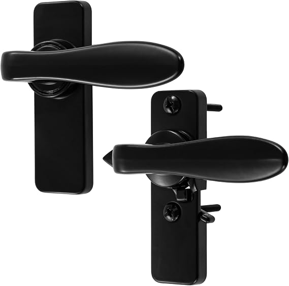 Ideal Security in-Swinging Storm Door Handle Set for Inward-Opening Storm & Screen Doors ONLY Surface Mount, Locking Inside Latch, Black