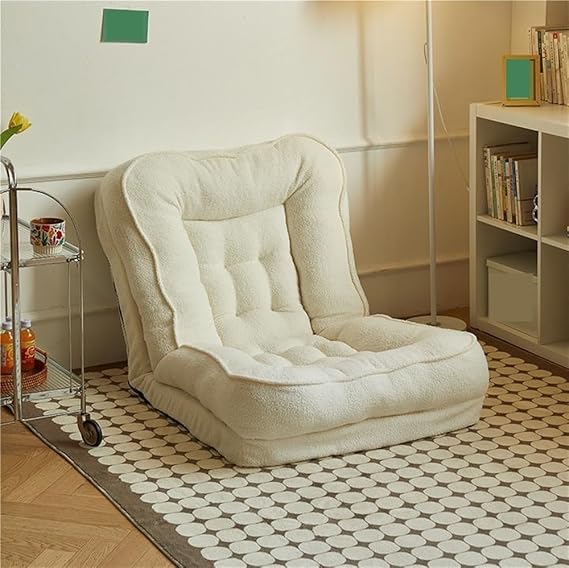 Soft Lazy Sofa, Foldable Small Sofa, Leisure Chair, Suitable for Bedroom, Living Room, Study, Balcony(White,27.6in)