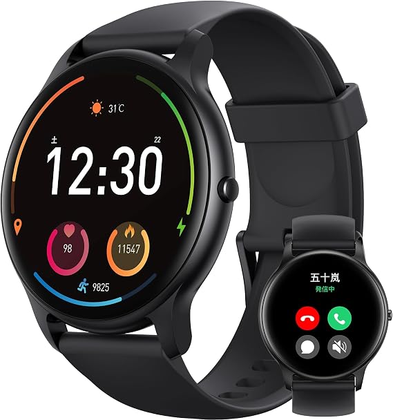 Parsonver Official Japan Product Smart Watch, Round, Ultra-thin, Bluetooth 5.2 with Call Function, Android Compatible, Watch, Wristwatch, 1.32 Inch 33mm, Heart Rate, Message Notification, 100