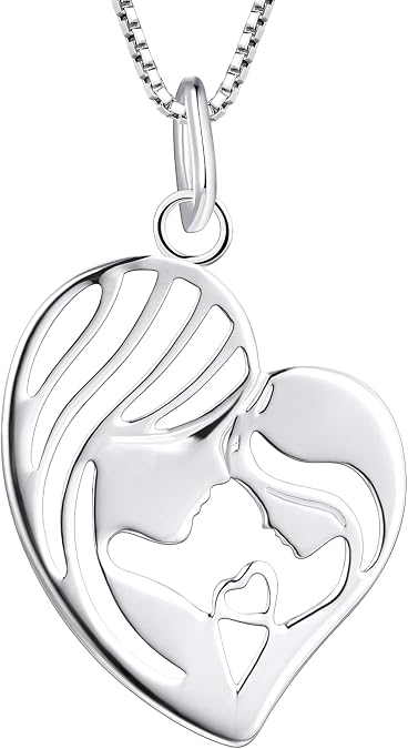 YL Mother Necklace for Women 925 Sterling Silver Mum Heart Pendant Birthstone Jewelry for Mom