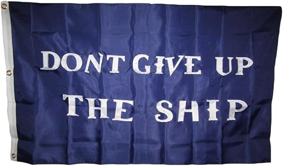 AES 3x5 Embroidered Commodore Perry Don't Give Up Ship #2 300D Nylon Flag House Banner Double Stitched Metal Eyelets for Hoisting Fade Resistant Premium Quality