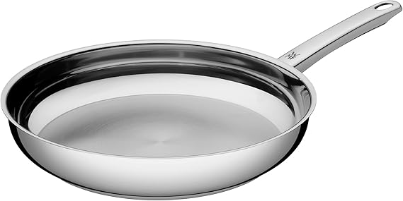 WMF Profi 20 cm Kaplamasız Paslanmaz Çelik Tava, İndüksiyon Uyumlu, 250°C'ye Kadar Fırına Uygun, Tüm Ocak Tipleriyle Uyumlu, Yüksek Isıda Pişirme İçin, Damlatmaz, Ergonomik