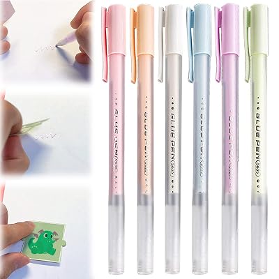6 Pcs Scrapbook Quick Dry Glue Pen,Crafting Fabric Pen Liquid Glue Pen,High Viscosity Solid Glue Sticks,Dot Glue Pencil for Scrapbooking,Papercrafts,Handmade Stationery,DIY Foil-Stamping