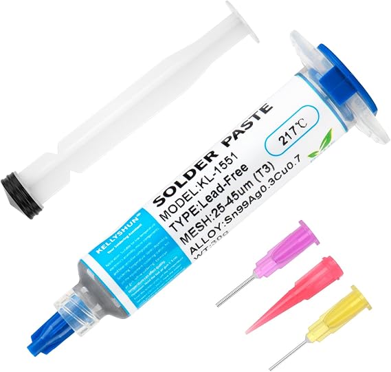 Sn99/Ag0.3/Cu0.7 Solder Paste, 10ML Syringe No-Clean Lead-Free Solder Paste, 217C Melting Point High-Temperature Solder Paste