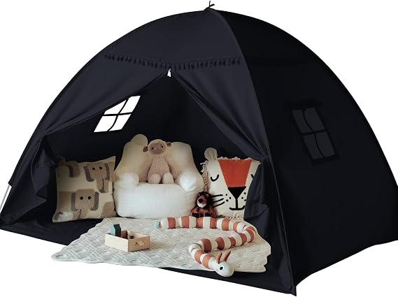 Sumbababy Full Kids Bed Tent Canopy Kid Play Tent Indoor, Black