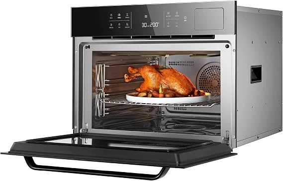 ROBAM 24-Inch Built-In Combi Steam Oven with 13 Cooking Functions, 50 Pre-Programmed Recipes, High-Temp Steam, Convection Bake, 3000W, Touch Control, Stainless Steel, 1.7 Cu. Ft. (Black)