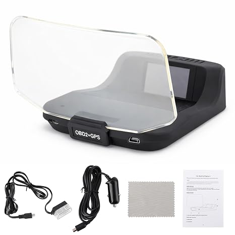 OBD2 HUD Display, Real-Time Speedometer RPM Water Temp Monitor Universal Digital Projector for Car Truck SUV Commuting Road Trips Safe Driving Easy Read Plug and Play
