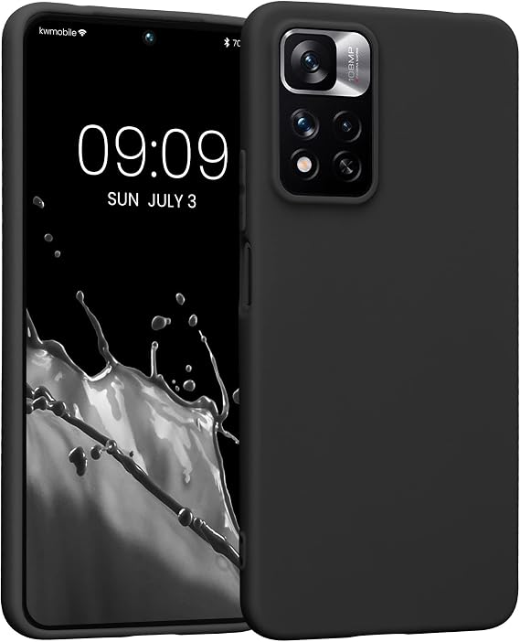 kwmobile Case Compatible with Xiaomi Redmi Note 11 Pro+ 5G / Note 11 Pro Plus 5G Case - Soft Slim Protective TPU Silicone Cover - Black Matte