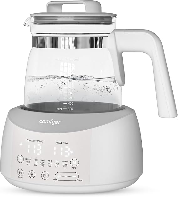 comfyer BK01 Bottle Warmer, Baby Bottle Warmer with Night Light & Faster Cooling Fan, Instantly Water Warmer, Tea Kettle Electric with 6 Temperature Control Presets, Feed Baby More Easier & Healthier