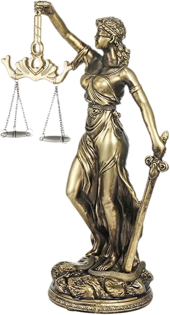 Statue Lady Justice | Resin Tabletop Figurine - Lawyer Office Statue Decor - for Bookcase Window Sill Bookshelf Dressing Table Nightstand Bedside Study Bedroom Living Room Home Bar