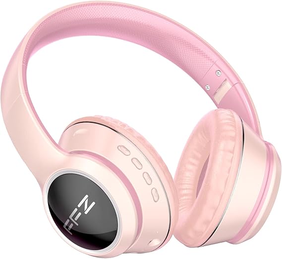 FFZ Kids Headphones Wireless Bluetooth, K21 Colorful LED Lights, Headphones for Kids-V5.0 with Built-in Microphone,for School Car Airplane Ipad(Pink)