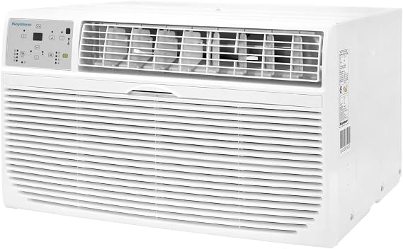 Keystone 12,000 BTU Wall Mounted Air Conditioner with Supplemental Heat and Dehumidifier Function, 230V, Wall AC with Remote for Small and Medium Sized Rooms up to 550 Sq.Ft., Quiet, High Efficiency | Supplemental Heat and Dehumidifier Function, 230V, Remote, for Small and Medium Sized Rooms, Quiet, High Efficiency