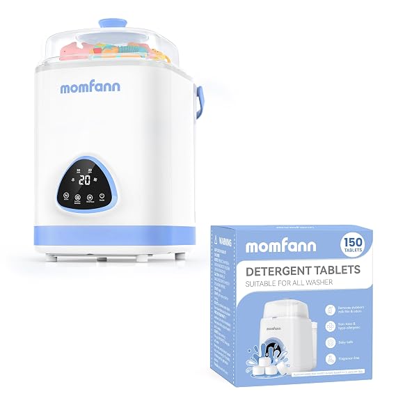 Momfann EasePure Pro Baby Bottle Washer & Professional Deep Cleaning Detergent Tablets for All Baby Bottle Washers
