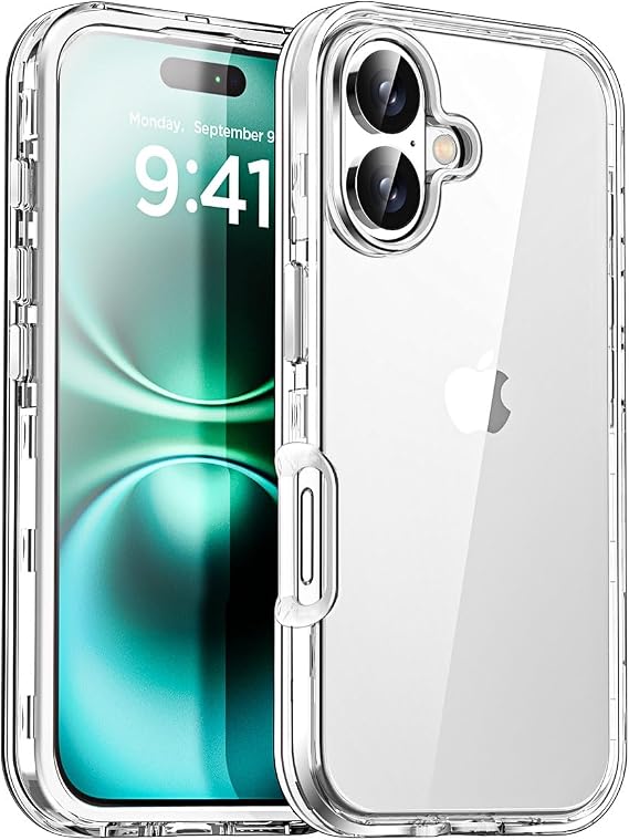AICase for iPhone 16 Plus Clear Case(6.7"),Heavy Duty Drop Protection Full Body Rugged Shockproof/Dust Proof 3-Layer Military Protective Tough Durable Cover for iPhone 16 Plus