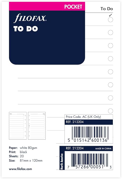 Filofax Pocket To Do List (B212204)