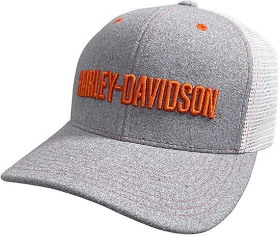 Harley-Davidson Men's Simple Contrast Snapback Colorblocked Mesh Trucker Hat Gray, Gray, One size