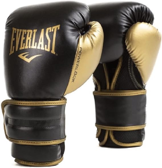 Everlast Powerlock2 Boks Eldiveni - Gelişmiş Performans ve Stil, Siyah/Altın ve Beyaz/Altın, Bedenler 340 g/396 g/46 g - Boks için İdeal Antrenman Eldiveni