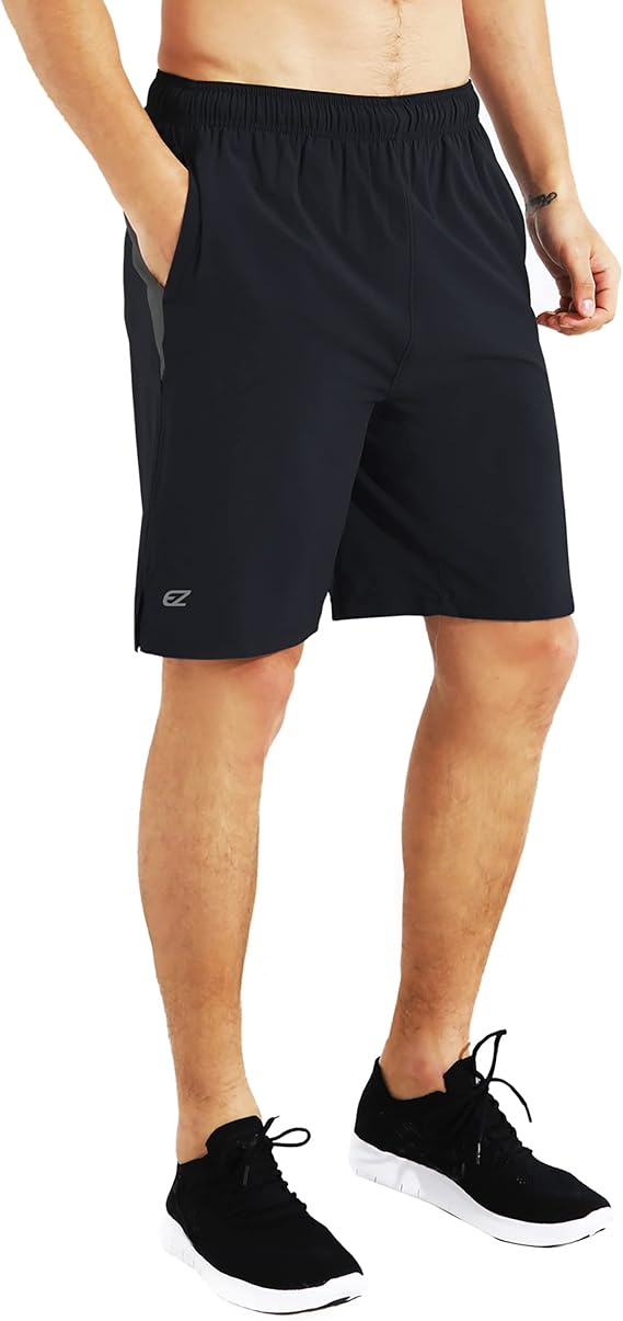 EZRUN Men's 9 Inch Quick Dry Running Workout Shorts with Liner Zip Pocket