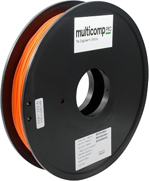 multicomp PRO 3D Printer Filament, 1.75MM, PLA, 1.0KG/ROLL (Orange)
