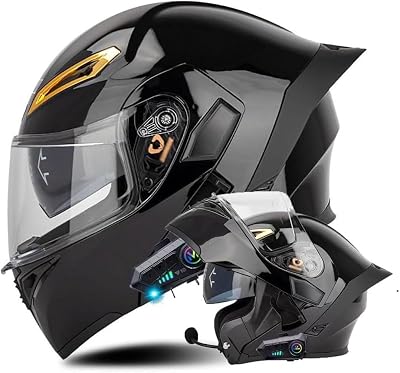 All Seasons Bluetooth Motorcycle Modular Helmet Adults Men Women Street Motocross Full Face Motorbike Helmet Go-Kart ATV Scooter Moped Cruiser Chopper Flip up Breathable Helmets, DOT Approved